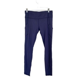 LULULEMON Navy Mesh Side Leggings Pants Women Size 8 Stash Pockets Athletic